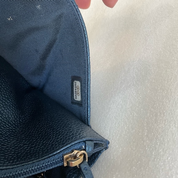 Chanel Metallic Blue Quilted Leather Chain Bag - Picture 12 of 14